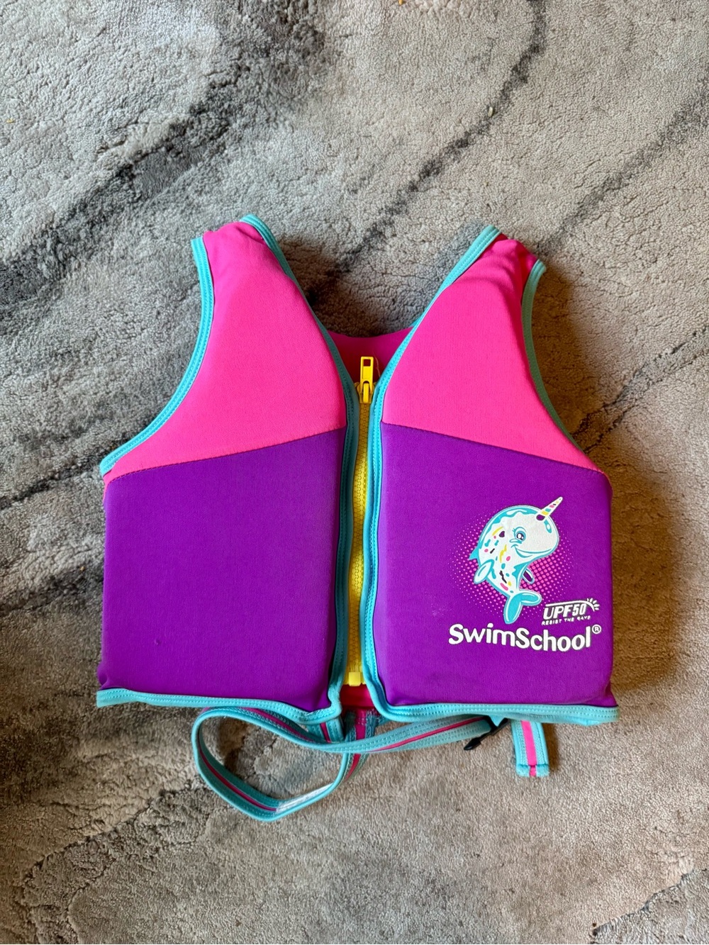 SwimSchool Kids Pink & Purple Swim Vest with Turquoise Trim